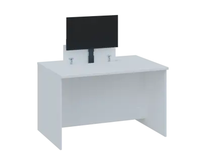 PLVM 18 - 12 stůl kancelářský s výsuvem (1x) monitoru, dřevěná podnož, deska 18 mm, široký 1200 mm, bílá